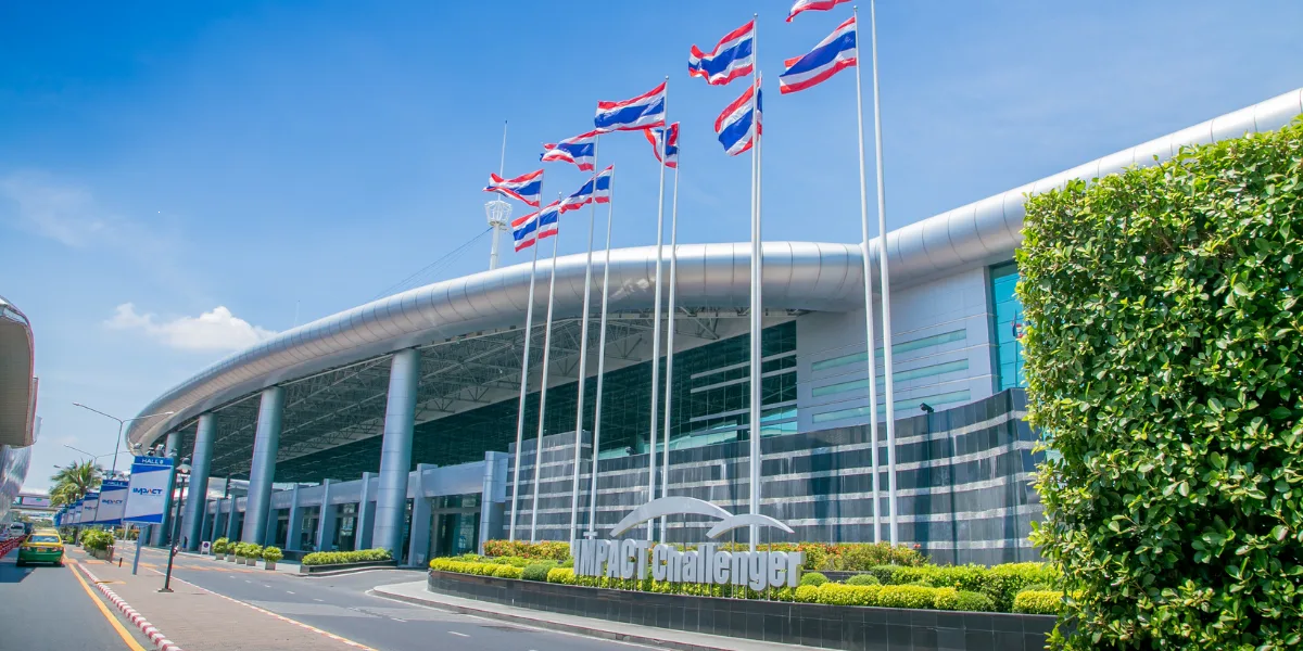 Situated in Ban Mai, Pak Kret District, Nonthaburi 11120, Thailand, the IMPACT Arena, Exhibition and Convention Center (อิมแพ็คเมืองทองธานี) is a massive commercial complex that includes an arena, (2)
